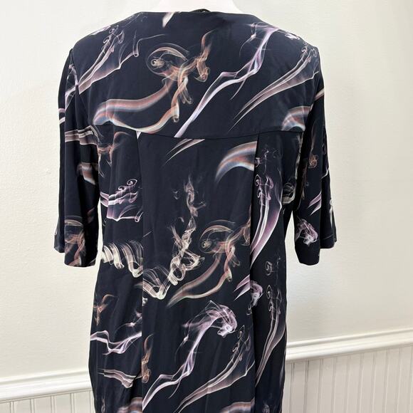 & Other Stories US Size 4 Dress Fume Smoke Print Midi Keyhole Back Avant Garde - Picture 4 of 12